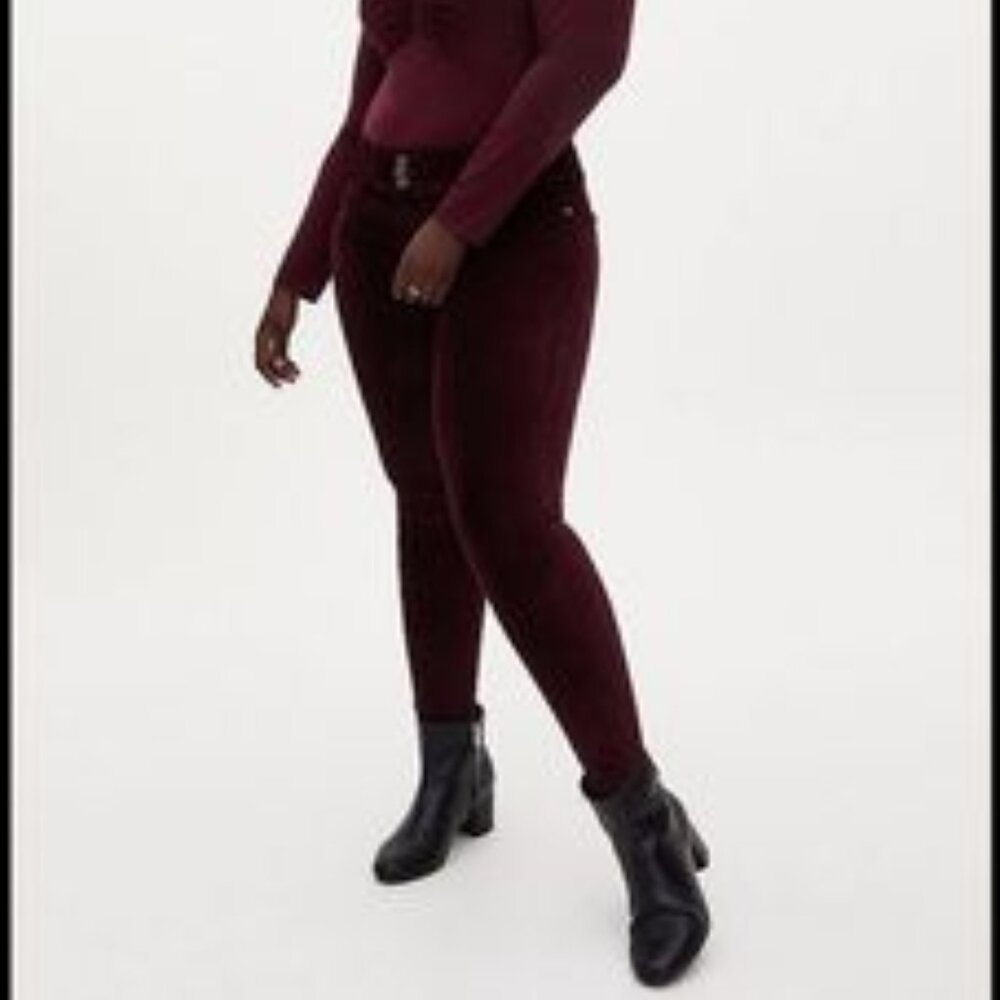Jegging - Stretch Velvet Burgundy Purple